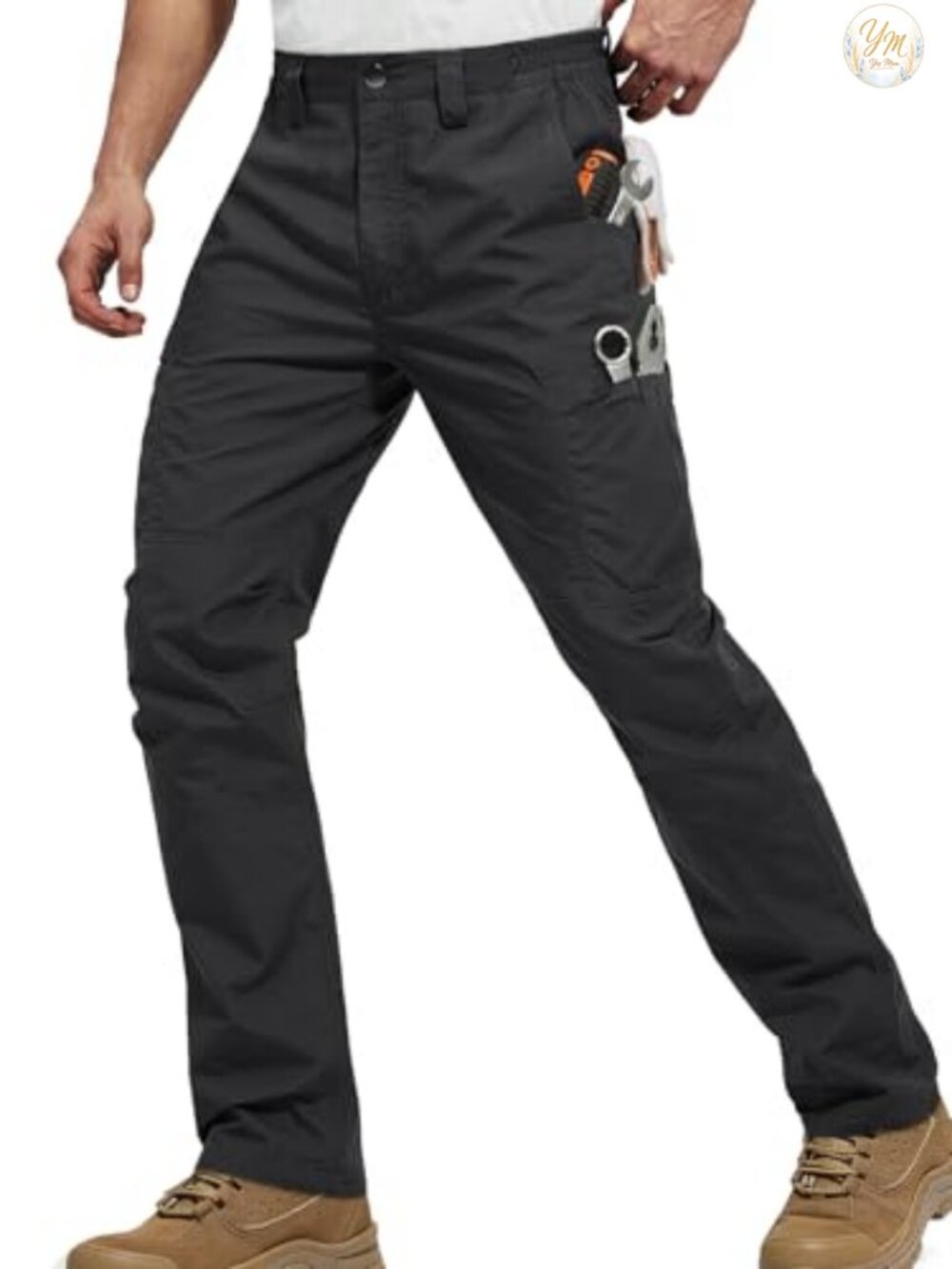 Mens Cargo Work Tactical Pants Ripstop Polyester Cotton Relaxed Fit